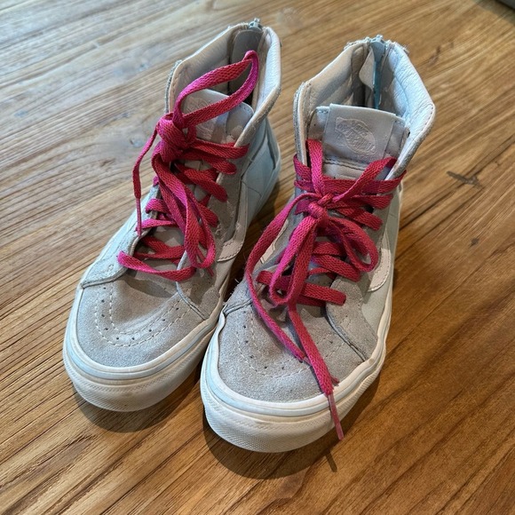 Vans High Top Suede Girls Zip Sneakers Pale Blue Sequin Unicorn - Picture 3 of 11